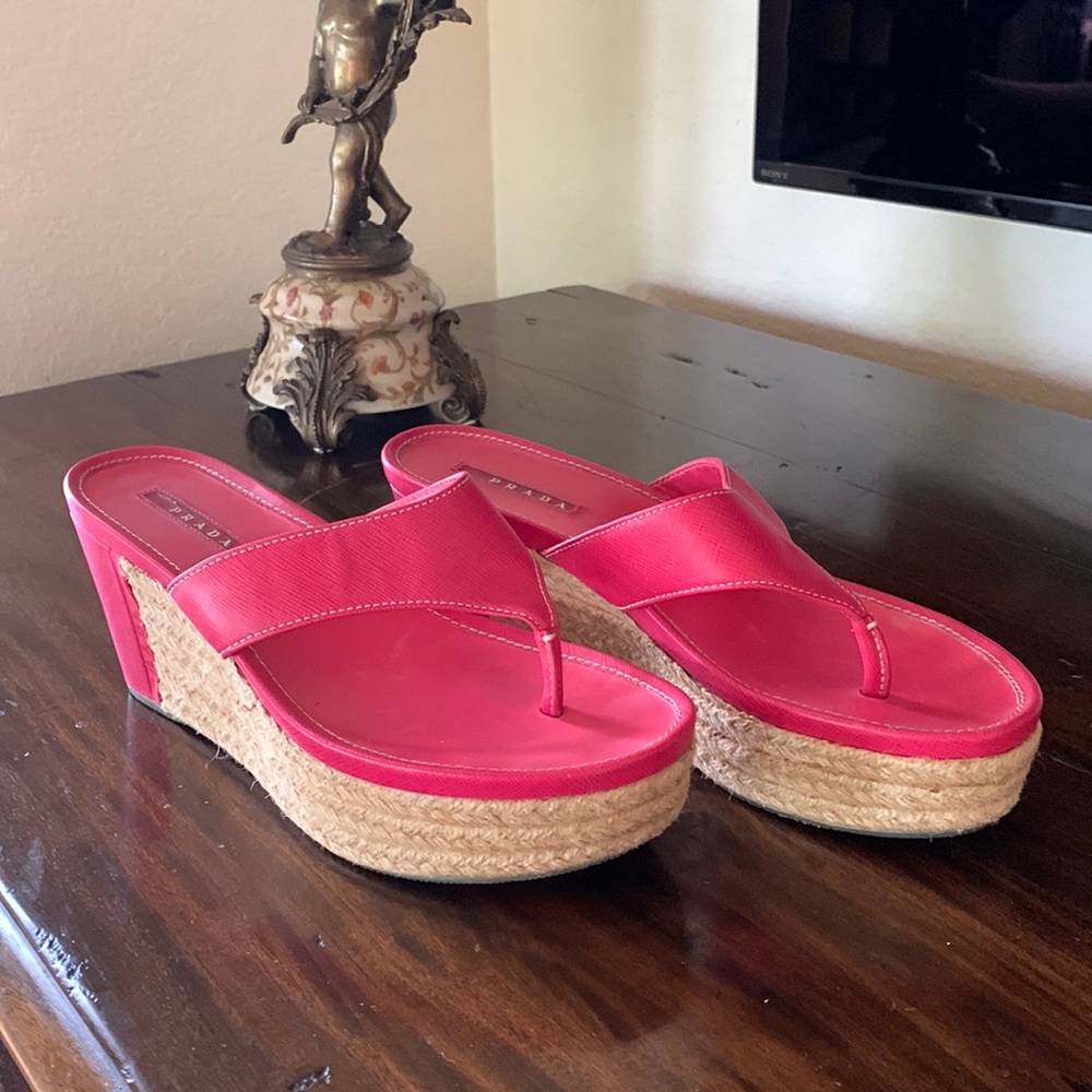 Prada Sandals Pink Leather